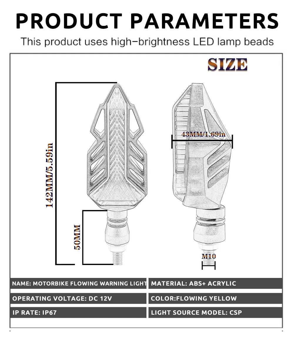 Set 2 lampi Semnalizare Moto, model T-SHAPE ARROW, tensiune 12V