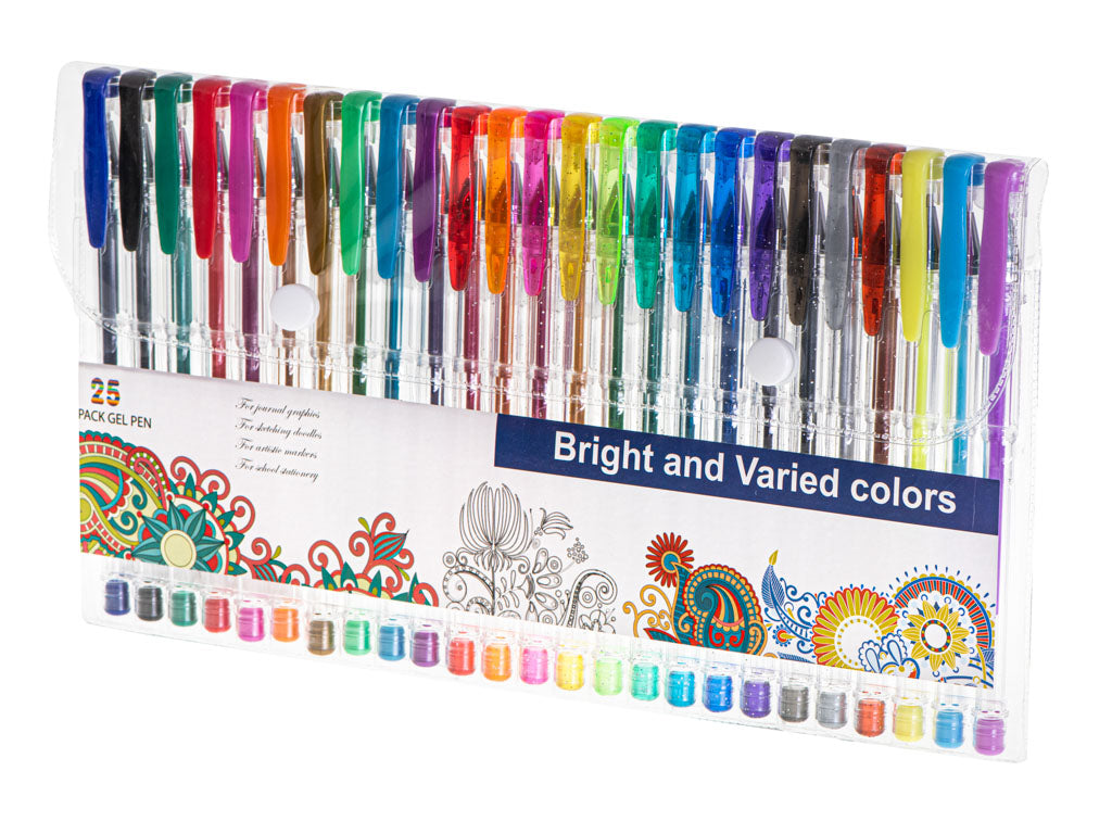 Set 25 piese, Pixuri cu gel multicolor cu sclipici (glitter)