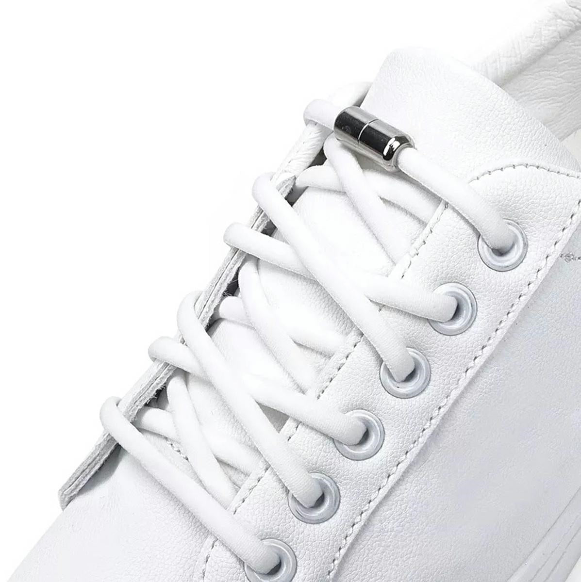 Sireturi elastice SMART pentru incaltaminte cu clema metalica, culoare alba