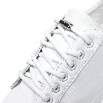 Sireturi elastice SMART pentru incaltaminte cu clema metalica, culoare alba