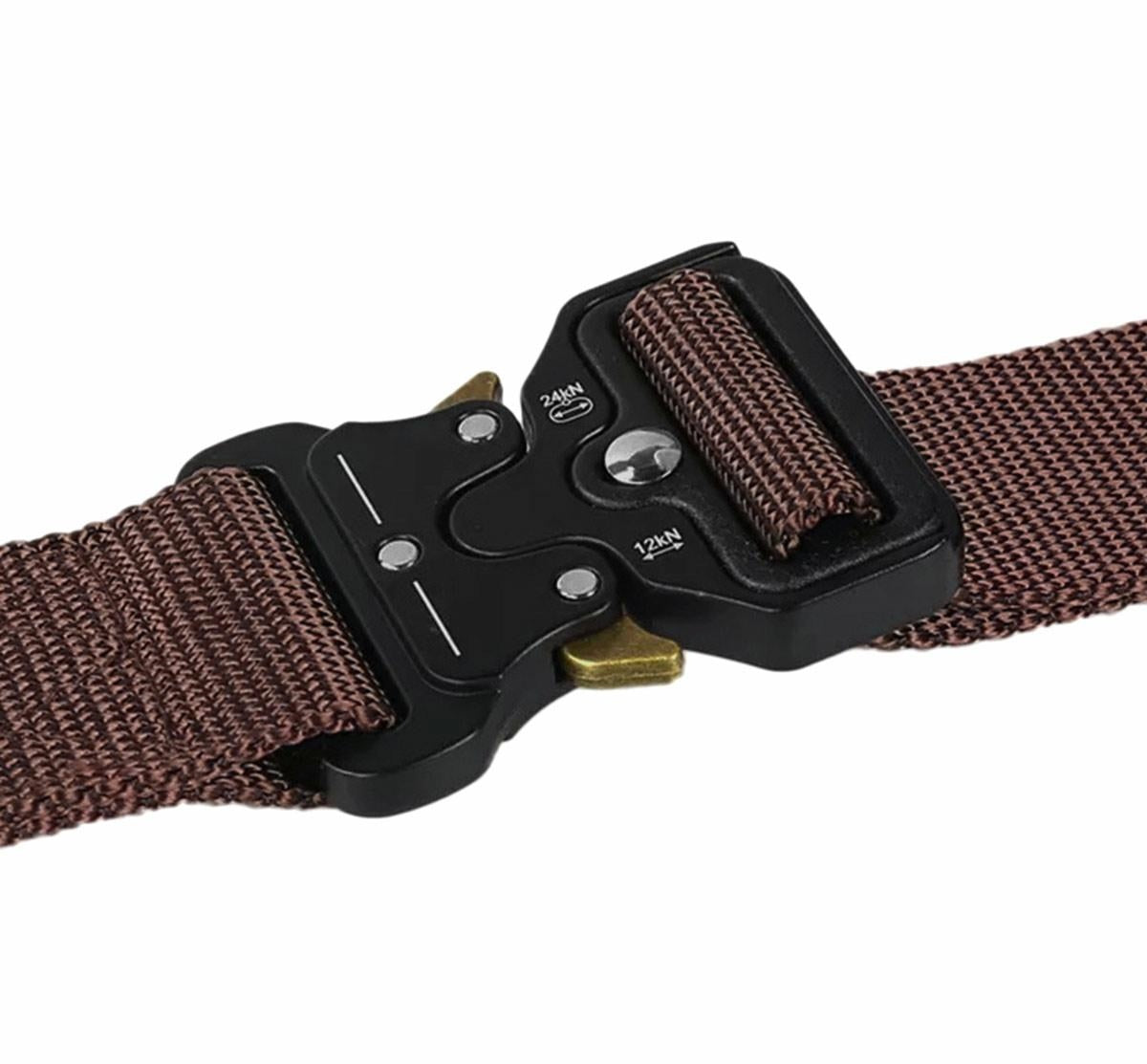 Curea Tactica pentru pantaloni, culoare Maro cu catarama Neagra