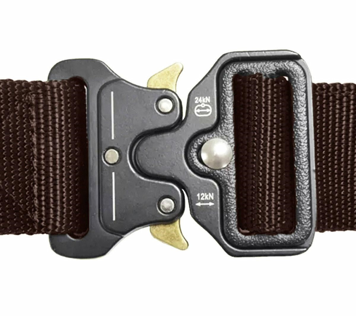 Curea Tactica pentru pantaloni, culoare Maro cu catarama Neagra