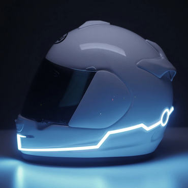 Set 2 benzi LED pentru iluminare casca moto, culoare alba, telecomanda cu fir, alimentare baterii